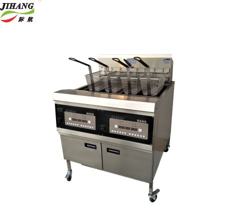 電熱式雙缸四篩開口炸爐（帶濾油車）